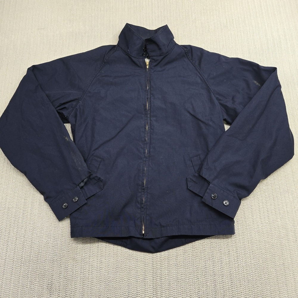Vintage London Fog Jacket Mens 40 Long Navy Blue Full Zip Harrington Coat Golf